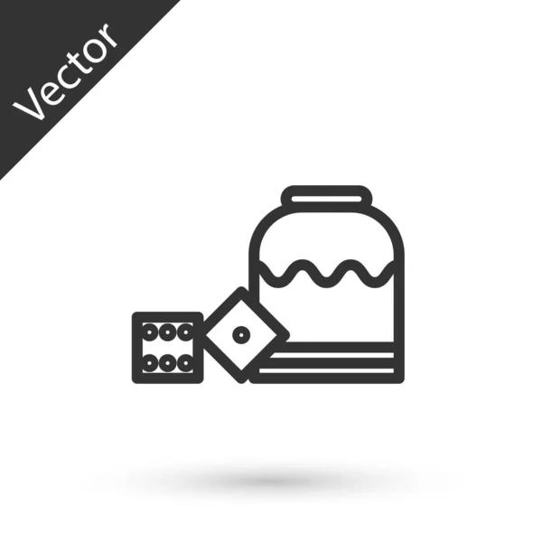 Línea gris Pirata juego de dados icono aislado sobre fondo blanco. Juego de casino. Ilustración vectorial — Vector de stock