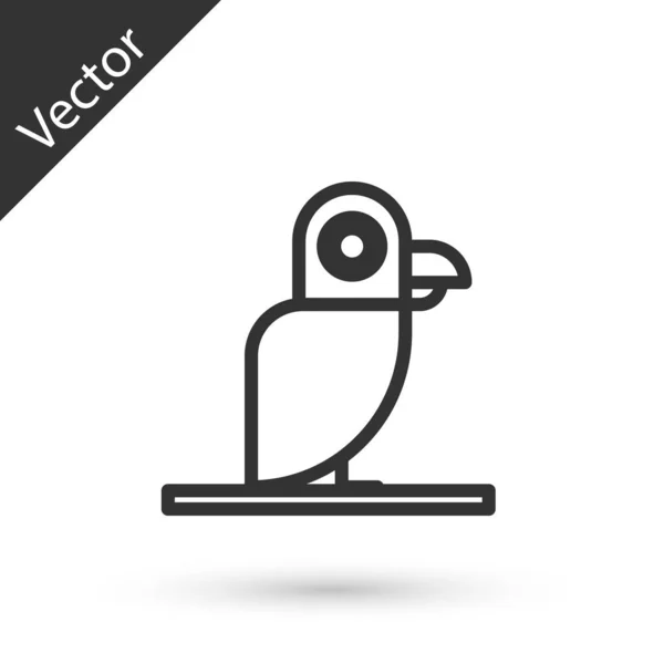 Graue Linie Pirat Papagei Symbol isoliert auf weißem Hintergrund. Vektorillustration — Stockvektor