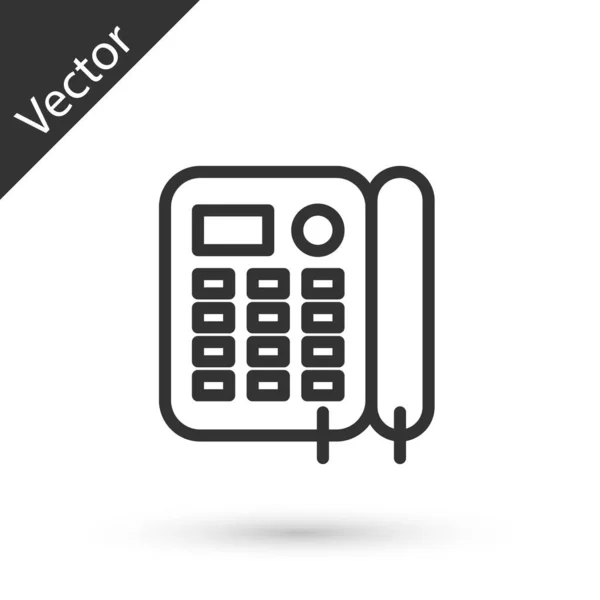 Grey line Telephone icon isolated on white background. Landline phone. Vector Illustration — Stock Vector