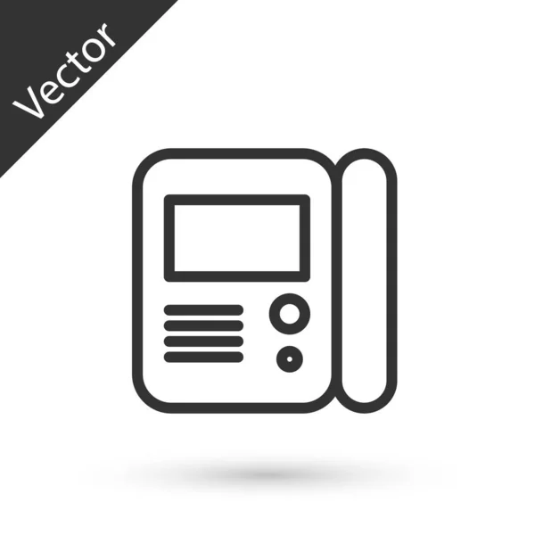 Icono del sistema de intercomunicación de Grey line House aislado sobre fondo blanco. Ilustración vectorial — Vector de stock