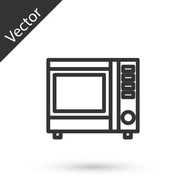 Linha cinza Ícone do forno de microondas isolado no fundo branco. Ícone eletrodomésticos. Ilustração vetorial — Vetor de Stock