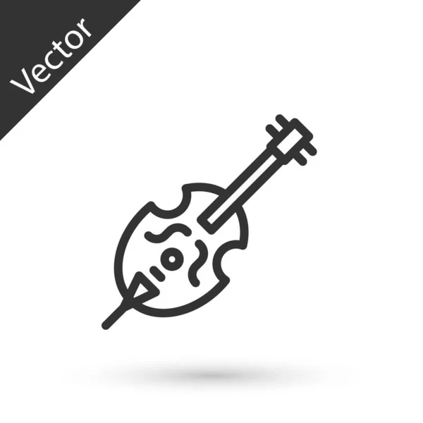 Línea gris Icono de violín aislado sobre fondo blanco. Instrumento musical. Ilustración vectorial — Vector de stock