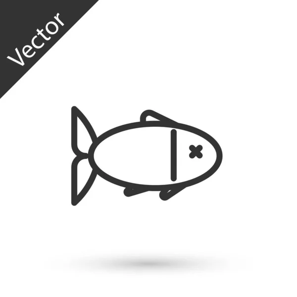 Línea gris Icono de pescado aislado sobre fondo blanco. Ilustración vectorial — Vector de stock