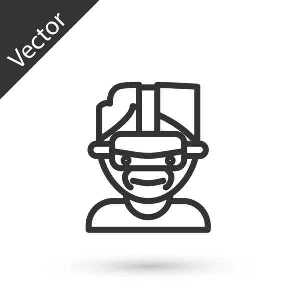 Grijze lijn Virtual reality bril pictogram geïsoleerd op witte achtergrond. Stereoscopisch 3d vr masker. Vector Illustratie — Stockvector