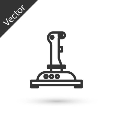 Oyun makinesi simgesi için gri çizgi Joystick beyaz arka planda izole edilmiş. Joystick oyun alanı. Vektör İllüstrasyonu