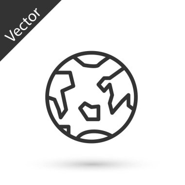 Gri çizgi Dünya ikonu beyaz arka planda izole edilmiş. Vektör İllüstrasyonu