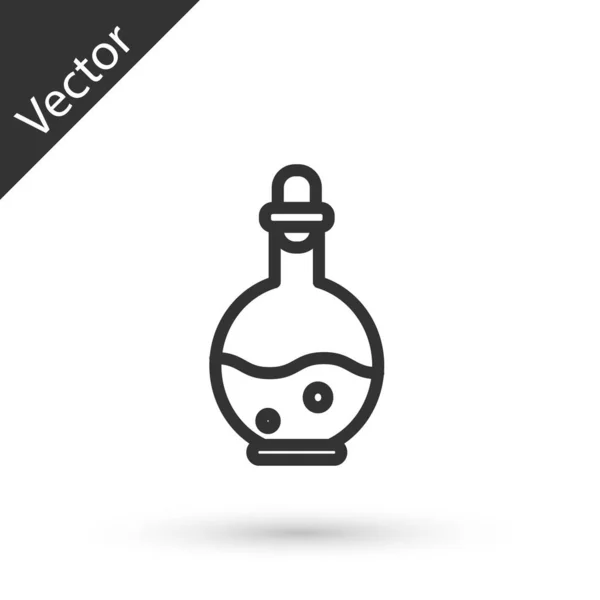 Graue Glasflasche mit magischem Elixier-Symbol isoliert auf weißem Hintergrund. Computerspiel. Vektorillustration — Stockvektor