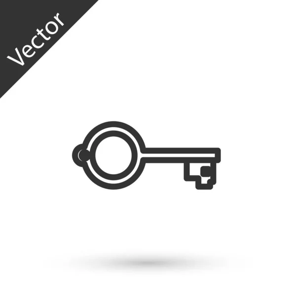 Línea gris Llave antigua para el icono del juego aislado sobre fondo blanco. Ilustración vectorial — Vector de stock