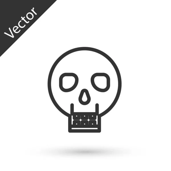 Grey line Skull icon isolated on white background. Happy Halloween party. Vector Illustration — Stock Vector