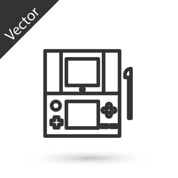Ligne grise Icône de console de jeu vidéo portable isolée sur fond blanc. Panneau de jeu. Concept de jeu. Illustration vectorielle — Image vectorielle