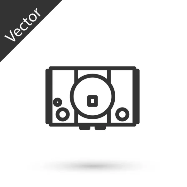 Línea gris Icono de consola de videojuegos aislado sobre fondo blanco. Ilustración vectorial — Vector de stock