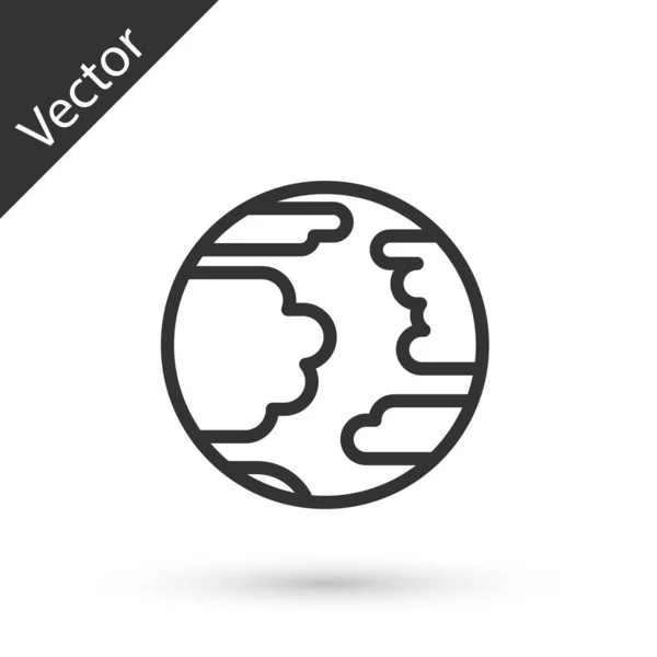 Linha cinza ícone Planeta Mercúrio isolado no fundo branco. Ilustração vetorial — Vetor de Stock