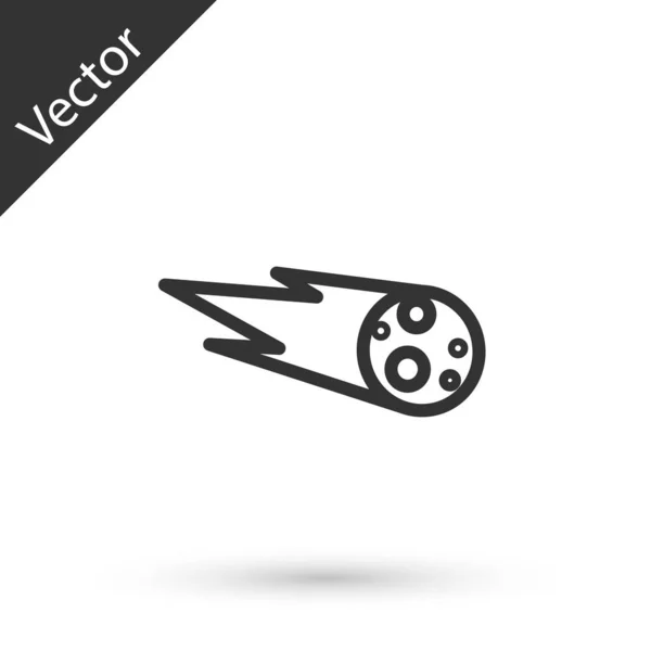 Grey line Comet falling down fast icon isolated on white background. Vector Illustration — Stock Vector