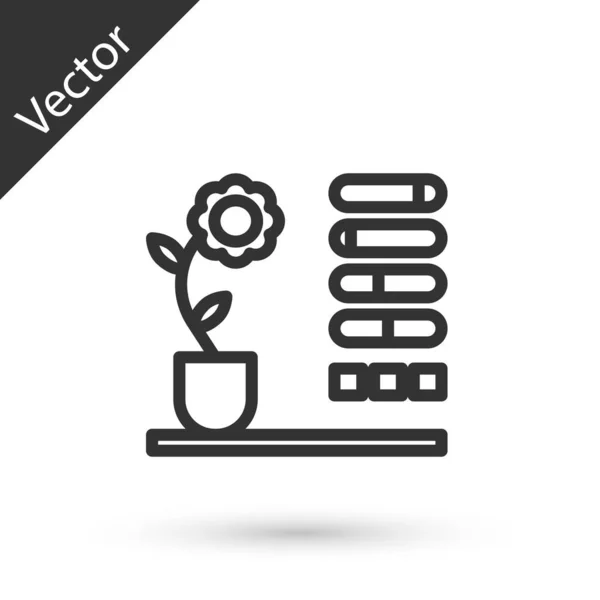 Linha cinza Ícone de status da flor isolado no fundo branco. Ilustração vetorial — Vetor de Stock