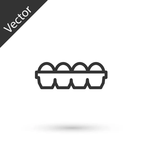 Línea gris Huevo de pollo en caja icono aislado sobre fondo blanco. Ilustración vectorial — Vector de stock