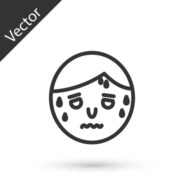 Szürke vonal Férfi túlzott izzadás ikon elszigetelt fehér háttér. Vektorillusztráció — Stock Vector