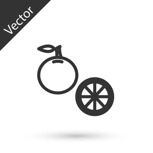 Grey line Orange fruit icon isolated on white background. Vector Illustration — Stock Vector