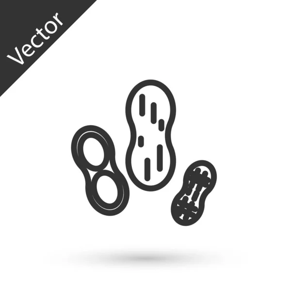 Línea gris Icono de maní aislado sobre fondo blanco. Ilustración vectorial — Vector de stock