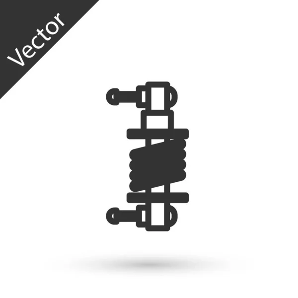 Grey line Shock absorber icon isolated on white background. Vector Illustration — Stock Vector