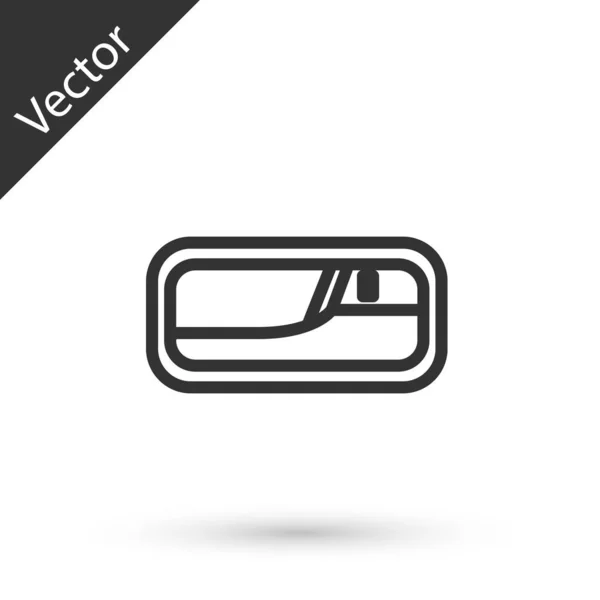 Línea gris Icono de manija de la puerta del coche aislado sobre fondo blanco. Ilustración vectorial — Vector de stock