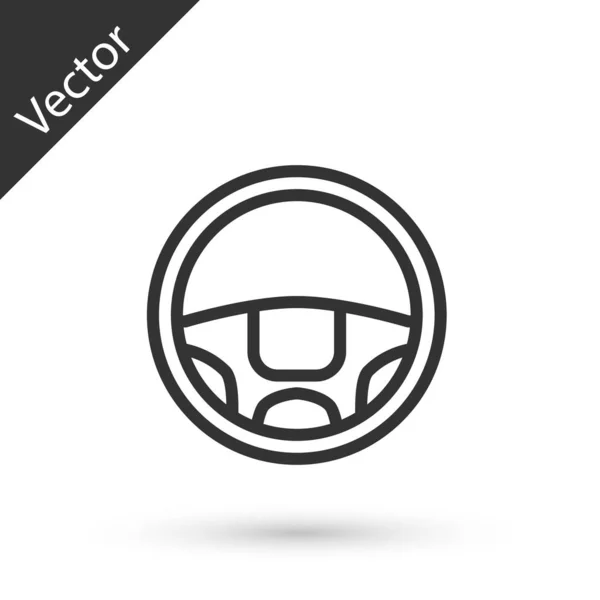 Línea gris Icono del volante aislado sobre fondo blanco. Icono de rueda de coche. Ilustración vectorial — Archivo Imágenes Vectoriales