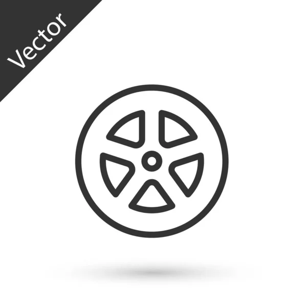 Grey line Car wheel icon isolated on white background. Vector Illustration — Stock Vector