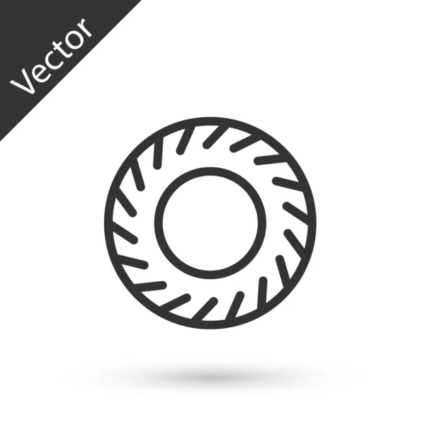 Ligne grise icône de pneu de voiture isolé sur fond blanc. Illustration vectorielle — Image vectorielle