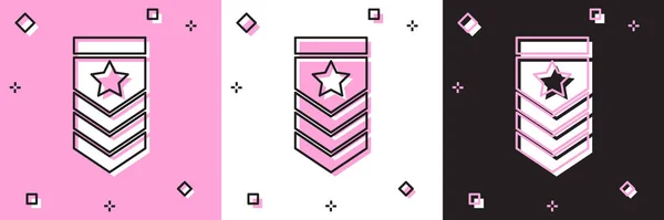 Definir ícone Chevron isolado em rosa e branco, fundo preto. Insígnia militar. Ilustração vetorial —  Vetores de Stock