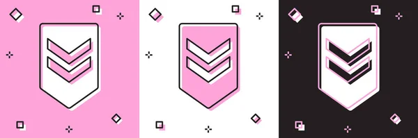 Setzen Sie Chevron-Symbol isoliert auf rosa und weißen, schwarzen Hintergrund. Militärabzeichen. Vektorillustration — Stockvektor