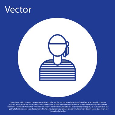 Mavi çizgi kaptanı ikonu mavi arka planda izole edildi. Beyaz daire düğmesi. Vektör İllüstrasyonu