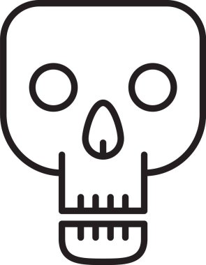 Siyah çizgi Kafatası simgesi beyaz arkaplanda izole edildi. Mutlu Cadılar Bayramı Partisi. Vektör İllüstrasyonu