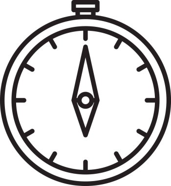 Siyah çizgi pusula simgesi beyaz arkaplanda izole edildi. Rüzgâr yön bulma sembolü. Rüzgar gül işareti. Vektör İllüstrasyonu