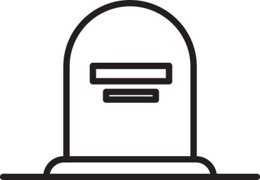 Üzerinde Rip yazan siyah Tombstone çizgisi beyaz arkaplanda izole edilmiş bir simge. Mezar ikonu. Vektör İllüstrasyonu