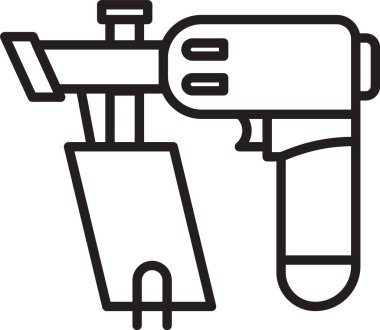 Siyah çizgi çivi tabancası ikonu beyaz arkaplanda izole edildi. Vektör İllüstrasyonu