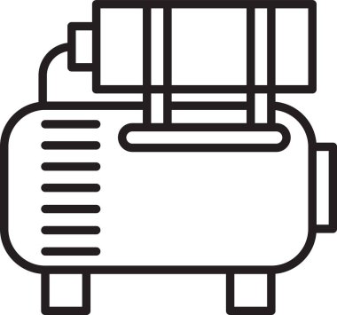 Siyah çizgi hava kompresör simgesi beyaz arkaplanda izole edildi. Vektör İllüstrasyonu