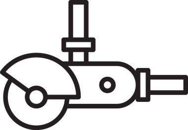 Siyah çizgi açılı öğütücü simgesi beyaz arkaplanda izole edildi. Vektör İllüstrasyonu
