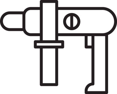 Siyah çizgi elektrikli matkap simgesi beyaz arkaplanda izole edildi. Tamir aleti. Vektör İllüstrasyonu
