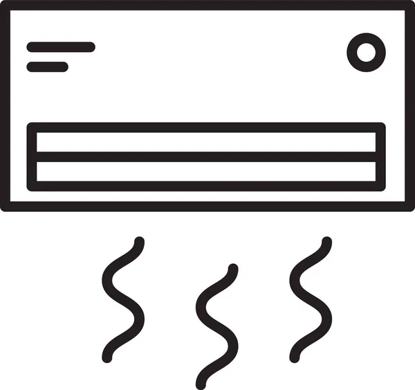 Zwarte lijn Airconditioner pictogram geïsoleerd op witte achtergrond. Splitsysteem airconditioning. Koel en koud klimaatbeheersingssysteem. Vector Illustratie — Stockvector