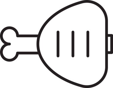 Siyah çizgi tavuk budu ikonu beyaz arkaplanda izole edildi. Tavuk budu. Vektör İllüstrasyonu
