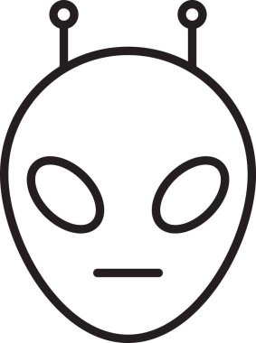 Siyah çizgi uzaylı simgesi beyaz arkaplanda izole edildi. Uzaylı yüzü ya da kafa sembolü. Vektör İllüstrasyonu