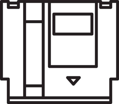 Retro oyun konsol simgesi için siyah çizgi kartuşu beyaz arkaplanda izole edildi. Televizyon oyunu kartuşu. Vektör İllüstrasyonu