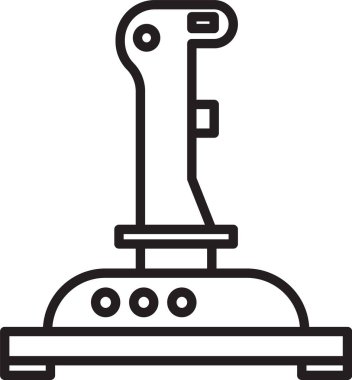 Atari makinesi simgesi için siyah çizgi Joystick beyaz arkaplanda izole edildi. Joystick oyun alanı. Vektör İllüstrasyonu