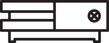 Siyah çizgi video oyun konsolu simgesi beyaz arkaplanda izole edildi. Vektör İllüstrasyonu