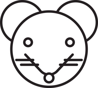 Beyaz arka planda siyah çizgi sıçan burcu simgesi izole edildi. Astrolojik yıldız falı koleksiyonu. Vektör İllüstrasyonu