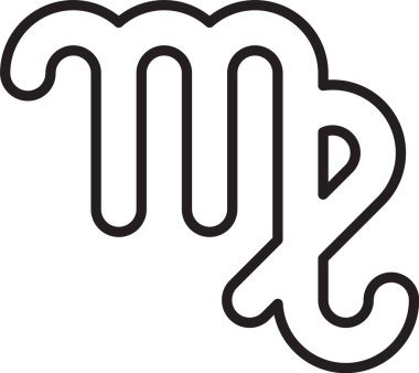 Beyaz arka planda siyah çizgi başak burcu simgesi izole edildi. Astrolojik yıldız falı koleksiyonu. Vektör İllüstrasyonu