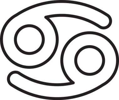 Siyah çizgi kanserli burç simgesi beyaz arka planda izole edilmiş. Astrolojik yıldız falı koleksiyonu. Vektör İllüstrasyonu