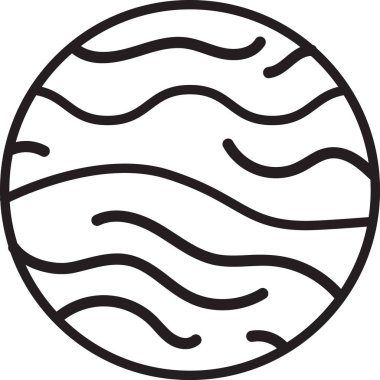 Siyah çizgi gezegen Venüs ikonu beyaz arka planda izole edildi. Vektör İllüstrasyonu