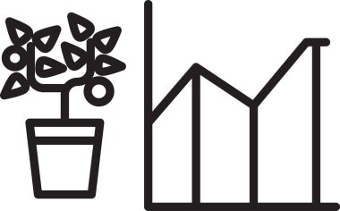 Beyaz arkaplanda siyah çizgi çiçek istatistikleri simgesi izole edildi. Vektör İllüstrasyonu