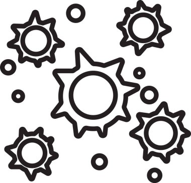 Siyah çizgi bakteri simgesi beyaz arkaplanda izole edildi. Bakteriler ve mikroorganizmalar, sebep olan mikroorganizma hastalıkları, hücre kanseri, mikrop, virüs, mantar. Vektör İllüstrasyonu