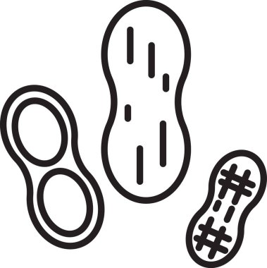 Siyah çizgi Peanut simgesi beyaz arkaplanda izole edildi. Vektör İllüstrasyonu